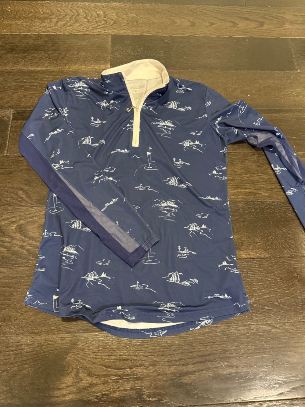 San Soliel women Navy Blue Quarter-Zip Pullover Shirt golf motif UV 50+